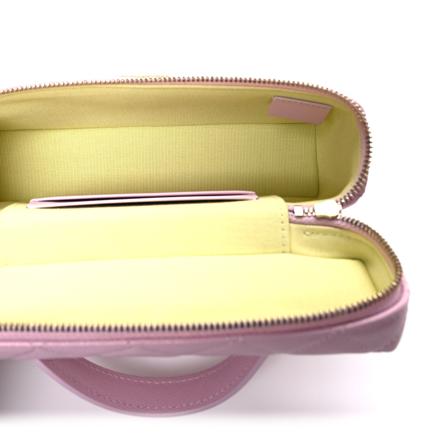 Chanel Caviar Quilted Textured CC Top Handle Slim Vanity With Chain Light Pink 5 of 11