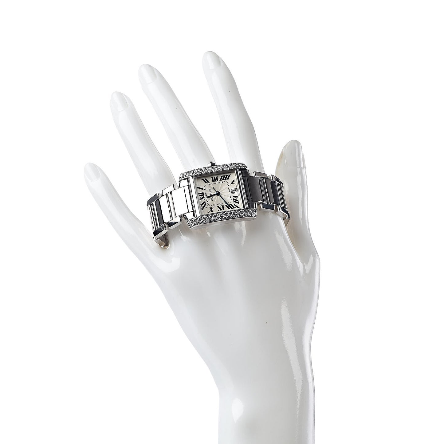 18K White Gold Diamond 28mm Tank Francaise Automatic Watch