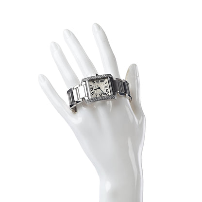 Cartier 18K White Gold Diamond 28mm Tank Francaise Automatic Watch 2 of 8