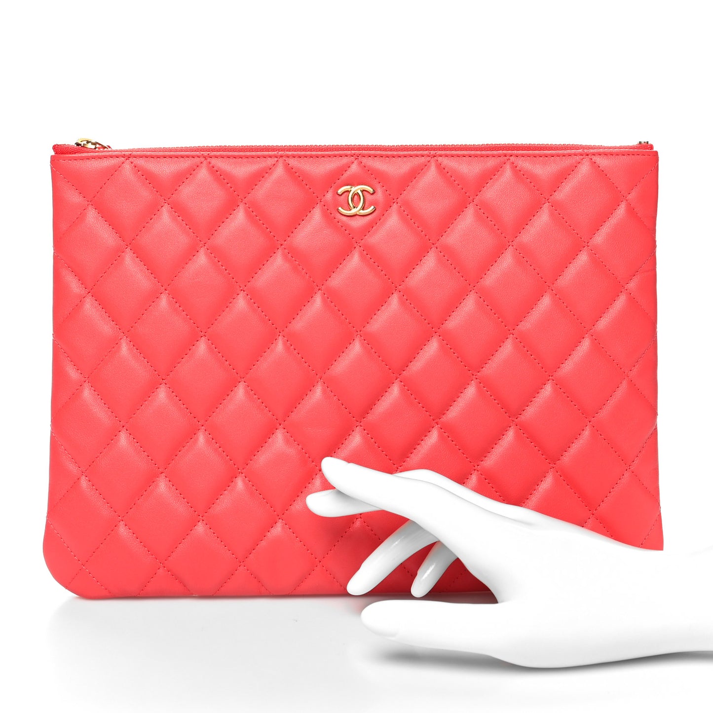Lambskin Quilted Medium Cosmetic Case Pink