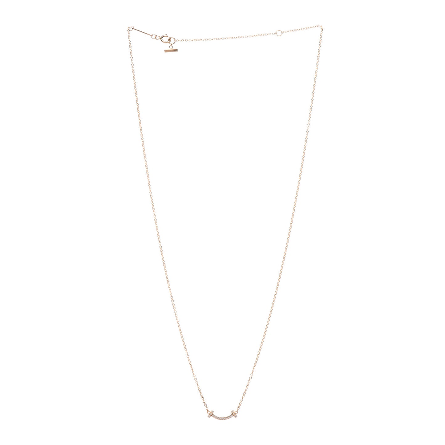 18K Rose Gold Diamond Mini T Smile Pendant Necklace