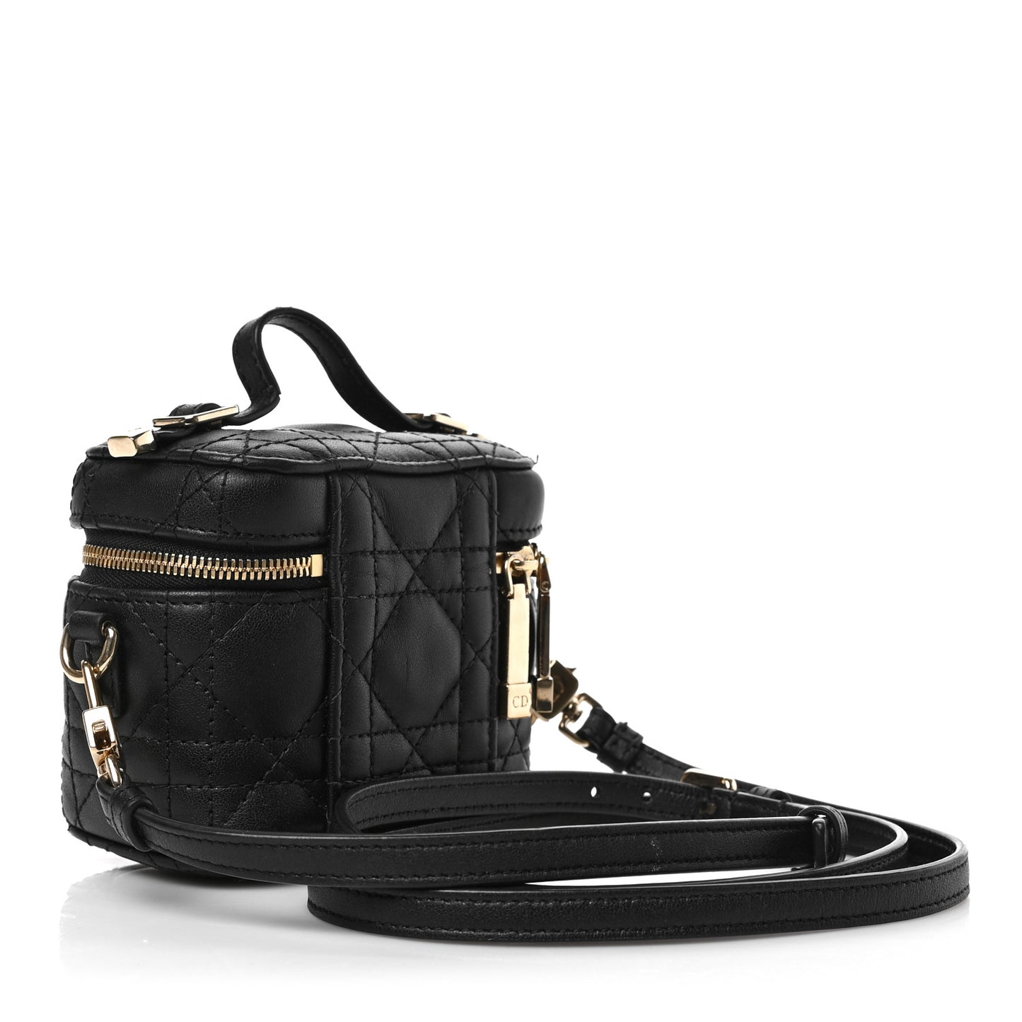 Lambskin Cannage Micro Lady Dior Vanity Case Black