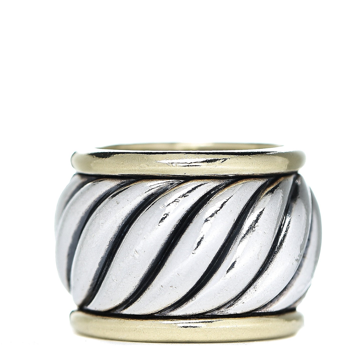 Sterling Silver 18K Yellow Gold Cable Cigar Band Ring 52 6
