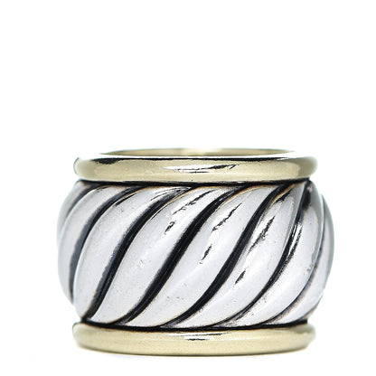 David Yurman Sterling Silver 18K Yellow Gold Cable Cigar Band Ring 52 6 2 of 3