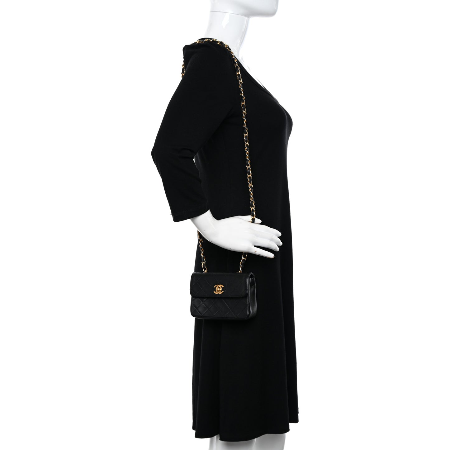 Lambskin Quilted Extra Mini Flap Black