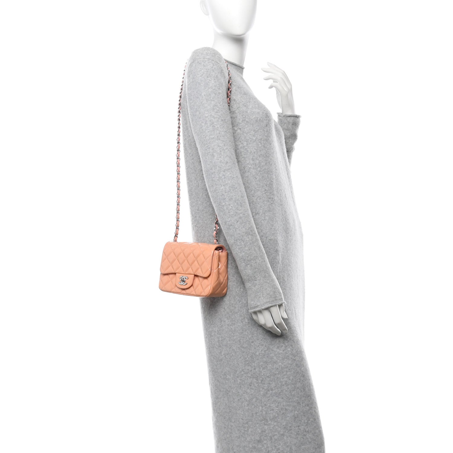 Chanel Patent Quilted Mini Square Flap Pink 2 of 11