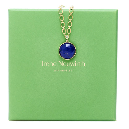 Irene Neuwirth 18K Yellow Gold Diamond Lapis Lazuli Oval Link Large Pendant Necklace 6 of 6