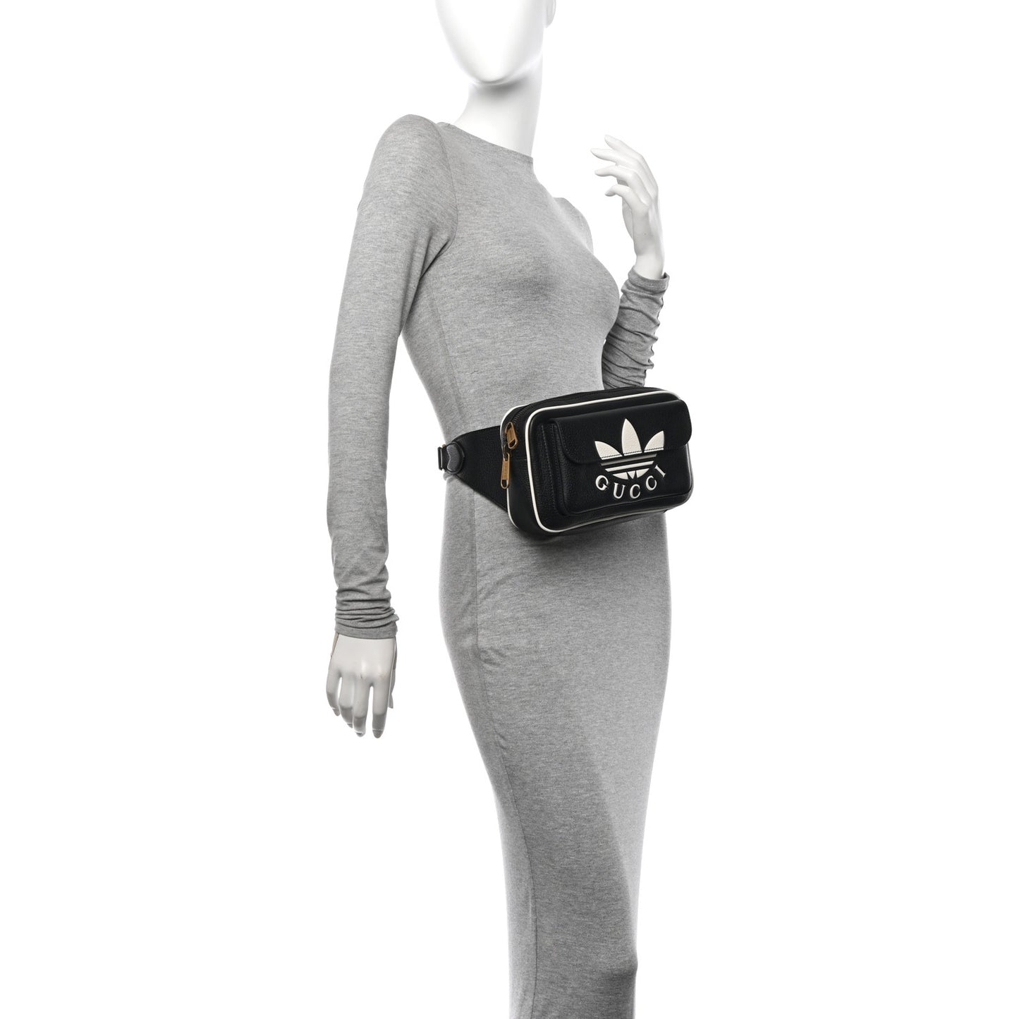 X ADIDAS Textured Dollar Calfskin Belt Bag Black