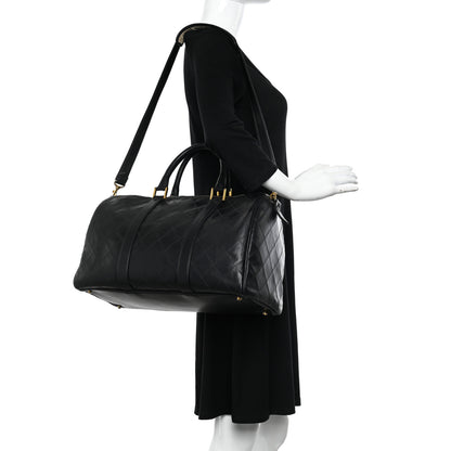 Chanel Calfskin Diamond Stitched Duffle Bag Black 1 of 11