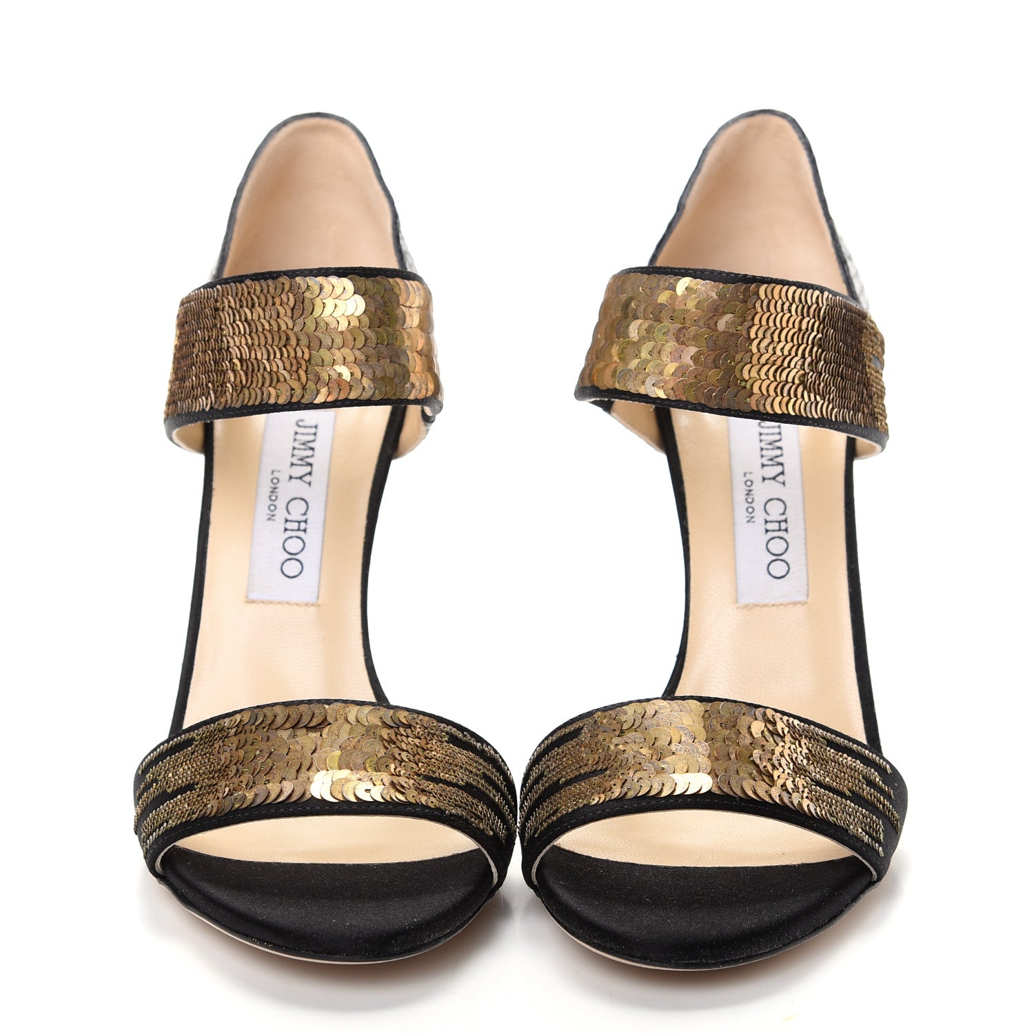 Jimmy Choo Sequins Elaphe Degrade Tallow Ankle Heels 38.5 Black Gold 2 of 10