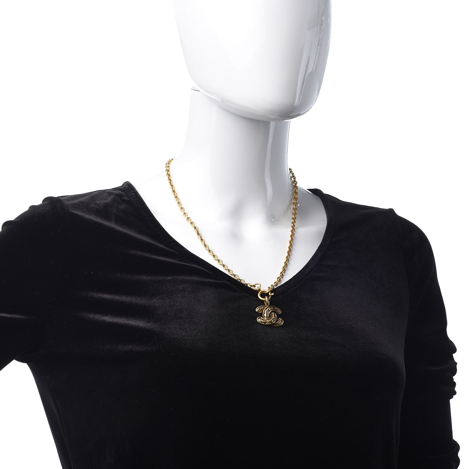 Chanel Quilted CC Long Chain Necklace Gold 2 of 6