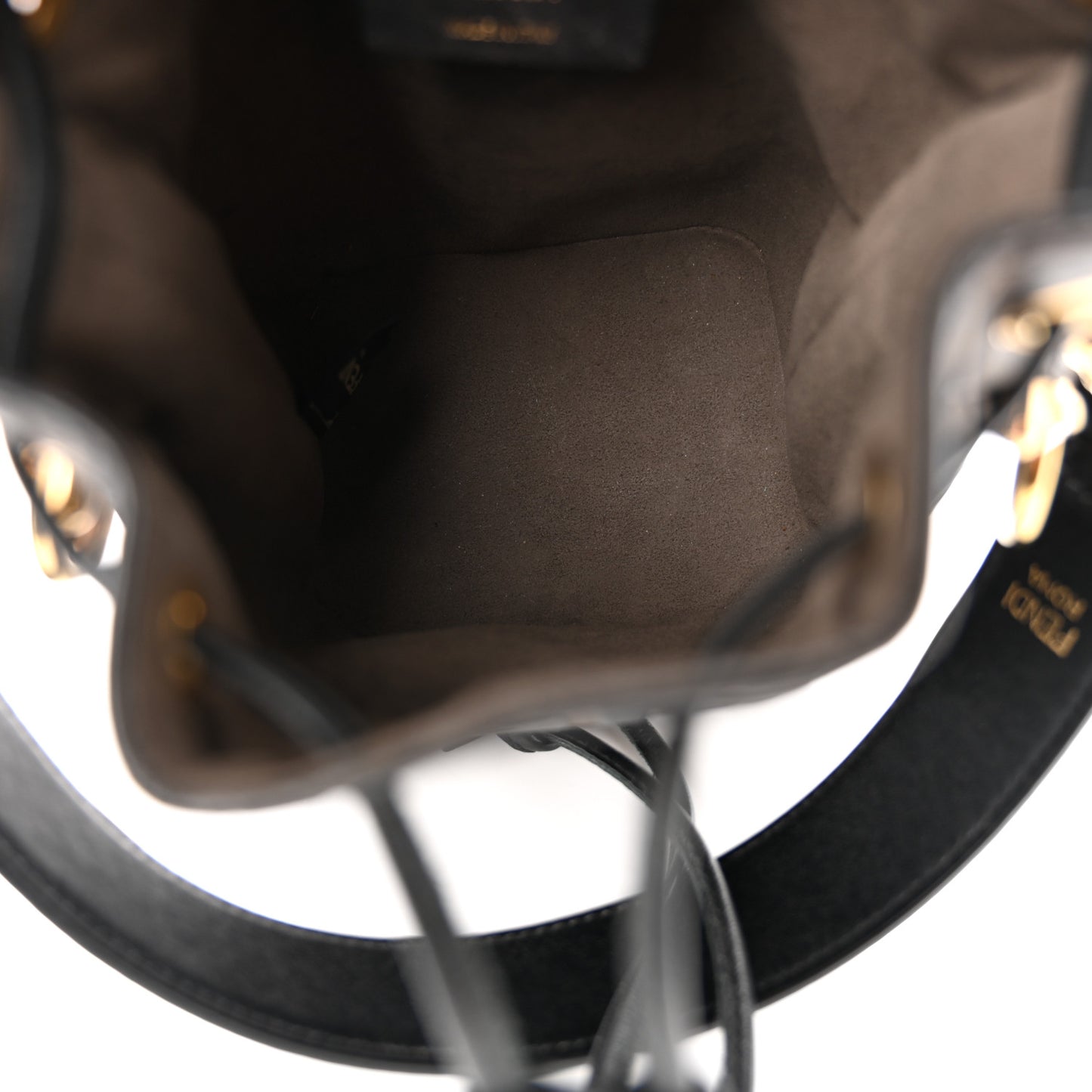 Vitello Liberty F is Fendi Bi-Color FF 1974 Embossed Mini Mon Tresor Bucket Bag Maya Black