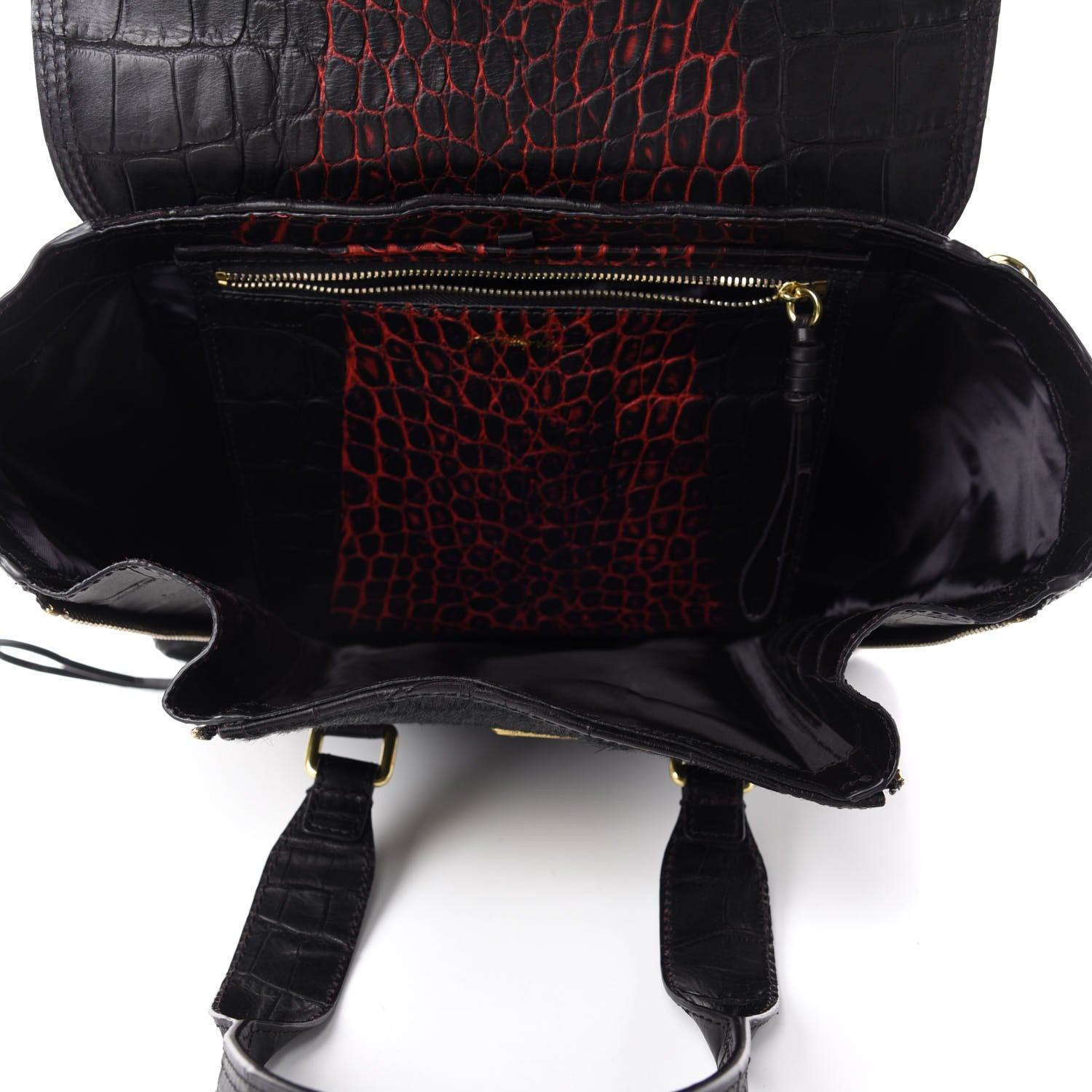 3.1 Phillip Lim 3.1 Calf Hair Calfskin Crocodile Embossed Medium Pashli Satchel Antique Red Black 5 of 12