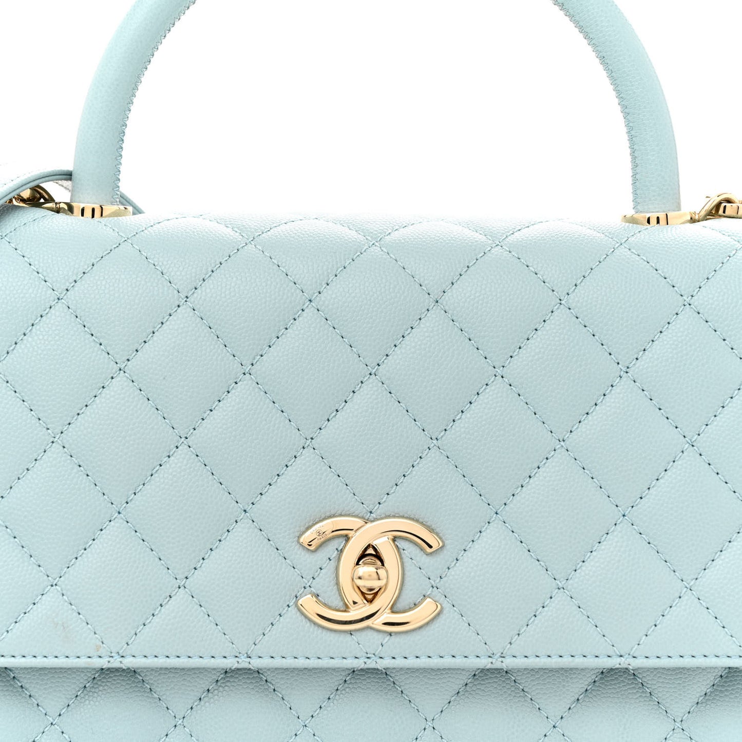 Caviar Quilted Small Coco Handle Flap Light Blue