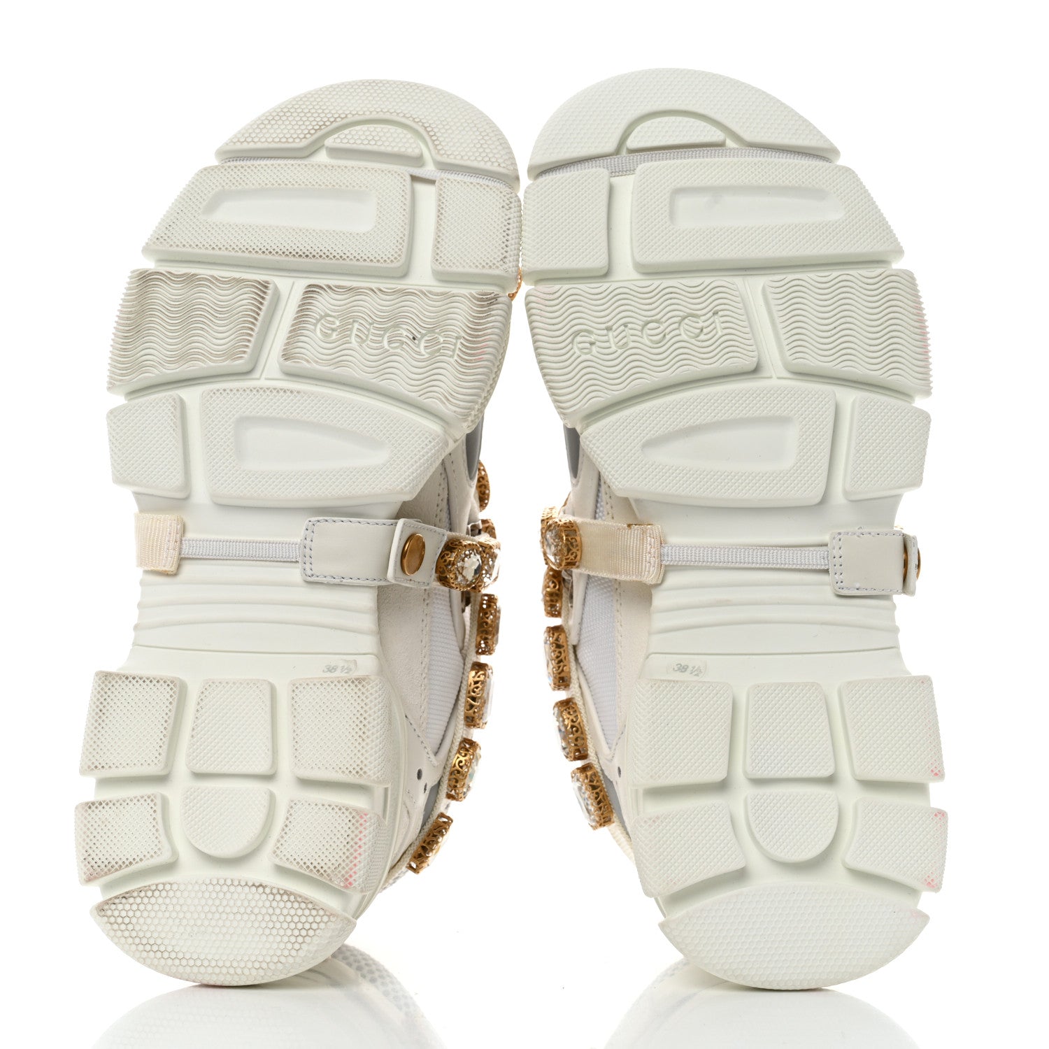 Gucci X SEGA Mesh Calfskin Suede Removable Crystals Womens Flashtrek Sneakers 38.5 Great White 5 of 8