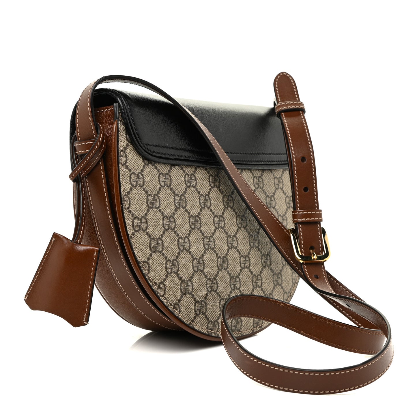 GG Supreme Monogram Calfskin Small Padlock Messenger Shoulder Bag Beige Black Cuir