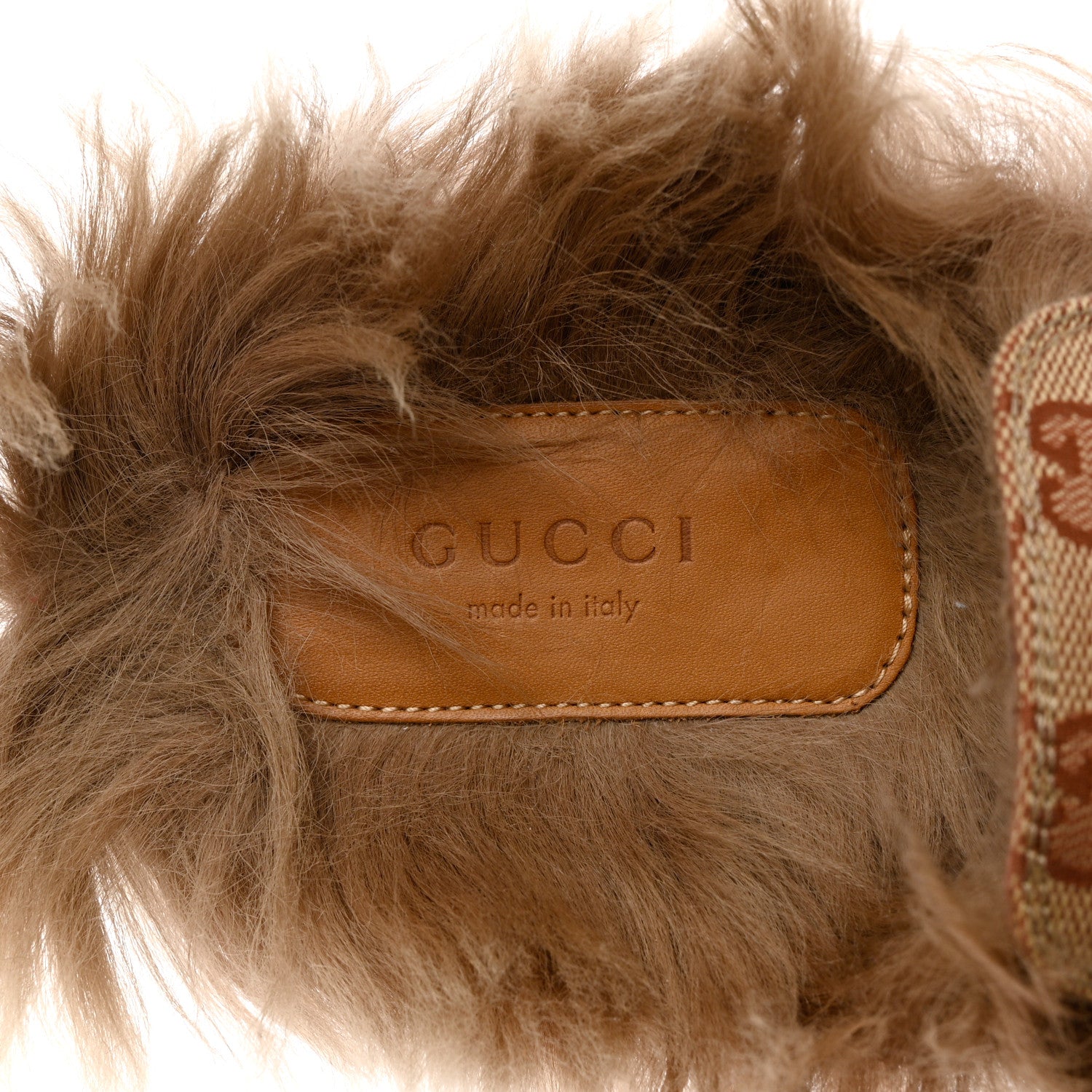 Gucci GG Monogram Fur Mens Princetown Slippers 37 Beige Ruggine Rust 7 of 9