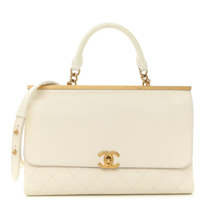 Chanel Lambskin Quilted Coco Luxe Top Handle Flap White 1 of 15