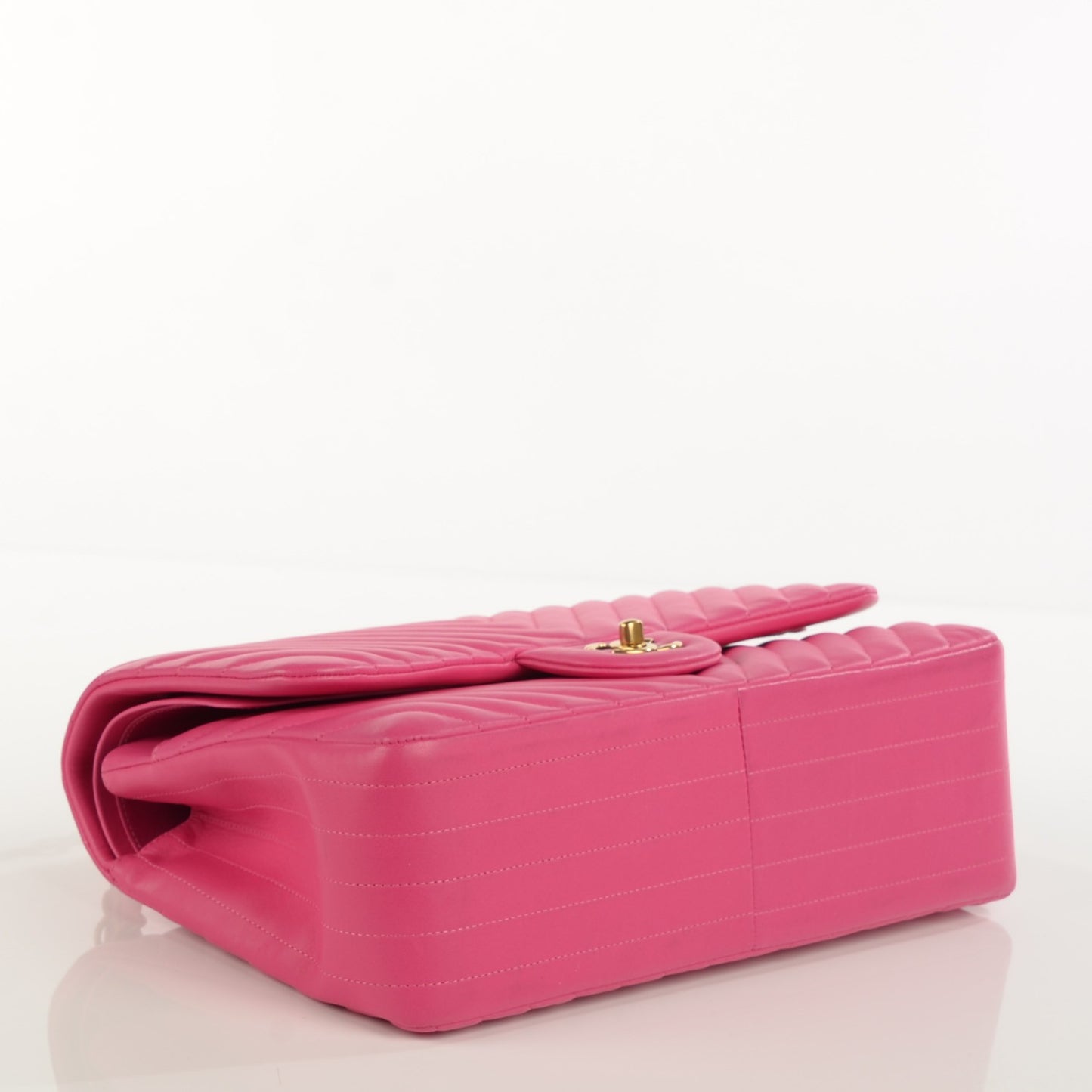 Lambskin Chevron Jumbo Double Flap Dark Pink