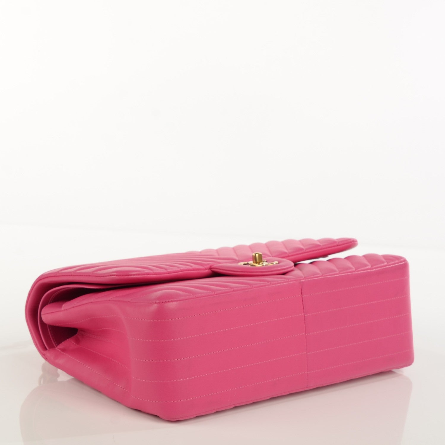 Chanel Lambskin Chevron Jumbo Double Flap Dark Pink 4 of 9