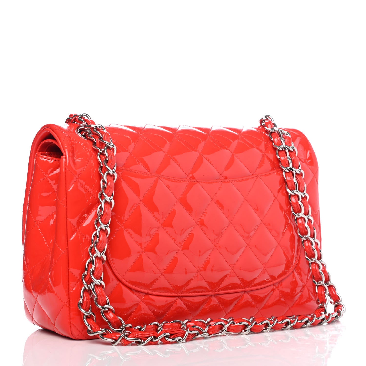 Chanel Patent Quilted Jumbo Double Flap Red 2 of 4