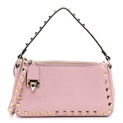 Valentino Garavani Pebbled Calfskin Small Rockstud Flip Lock Shoulder Bag Water Rose 1 of 9