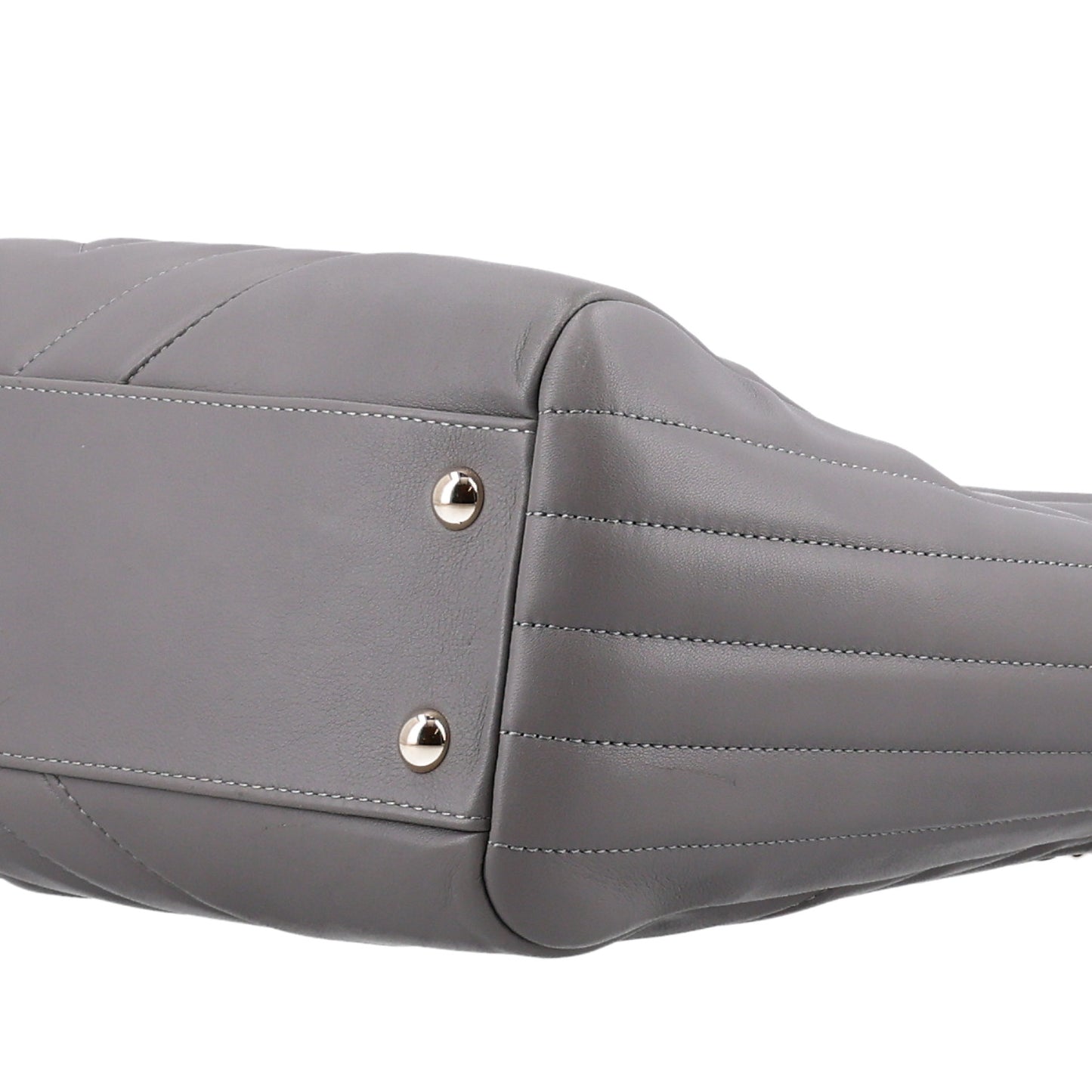 Aged Calfskin Chevron Quilted Large Classic Shopping Tote Grey