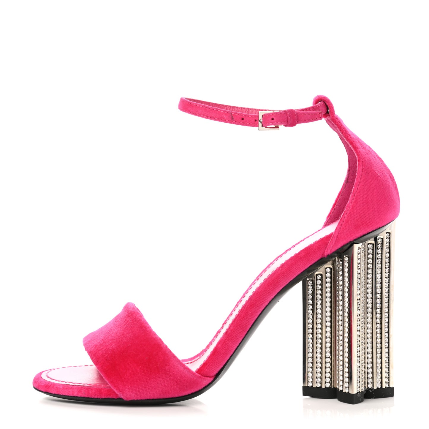 Velvet Crystal Silhouette Sandals 36 Pink