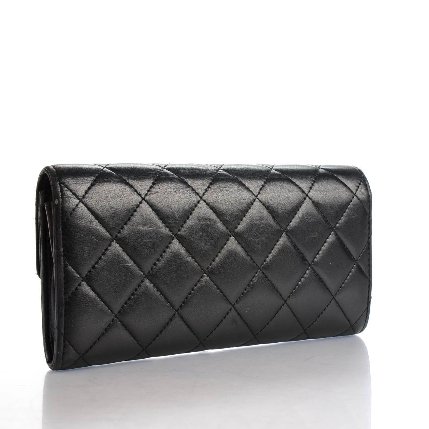 Chanel Lambskin Quilted Large Gusset Flap Wallet Black 3 of 8