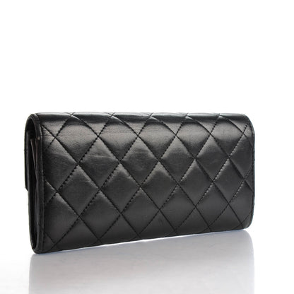 Chanel Lambskin Quilted Large Gusset Flap Wallet Black 3 of 8