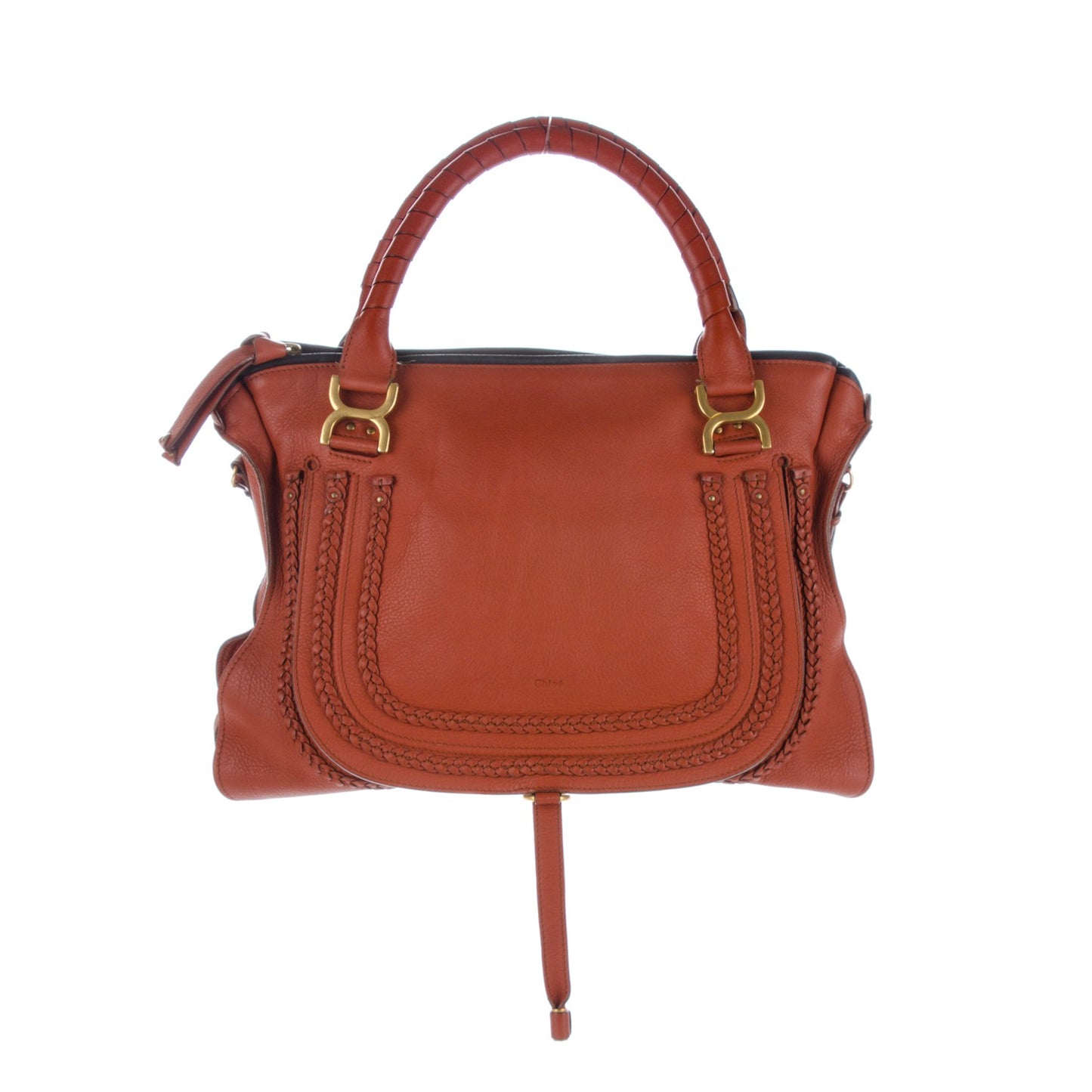 Calfskin Braided Large Marcie Satchel Whiskey