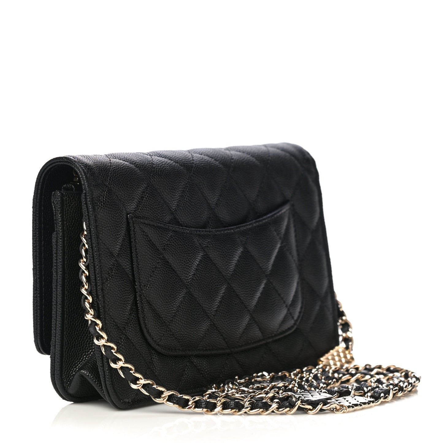 Caviar Quilted Wallet With Charms On Chain WOC Black