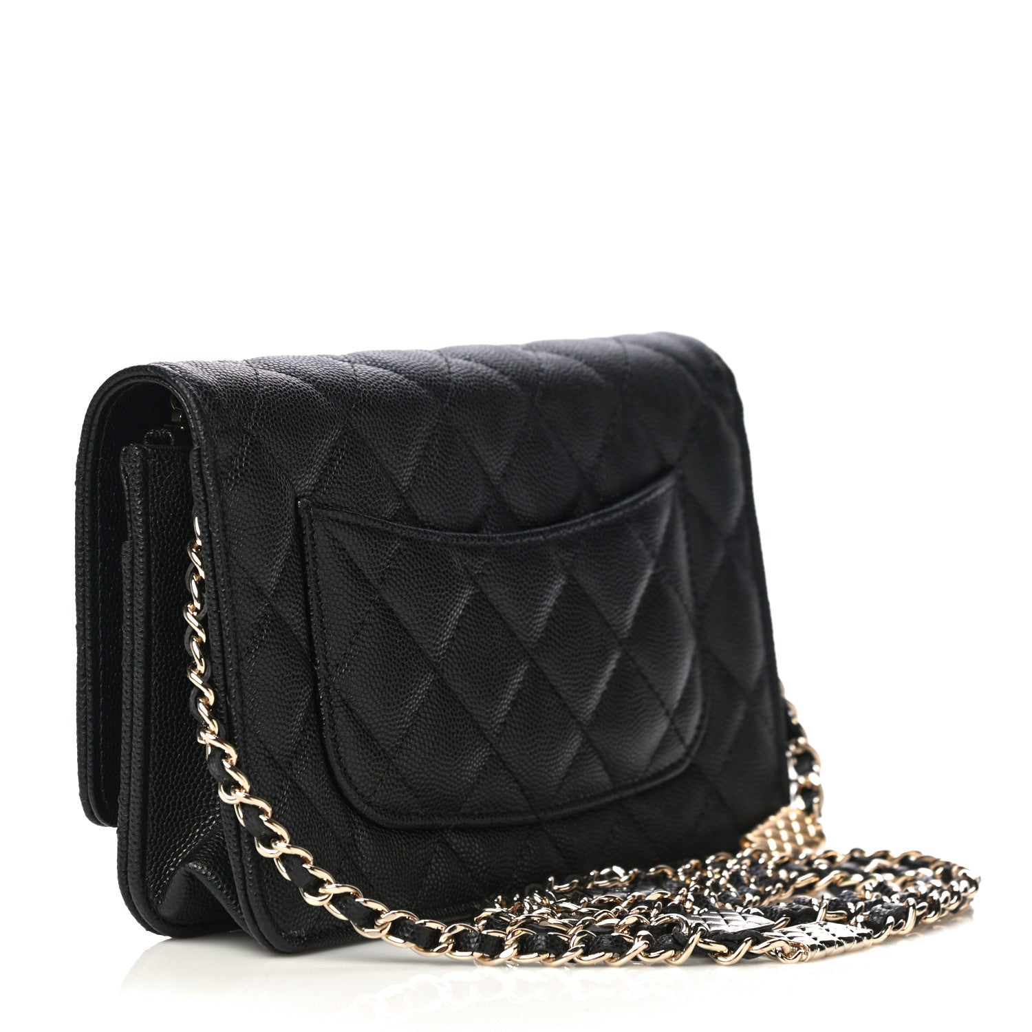 Chanel Caviar Quilted Wallet With Charms On Chain WOC Black 5 of 12