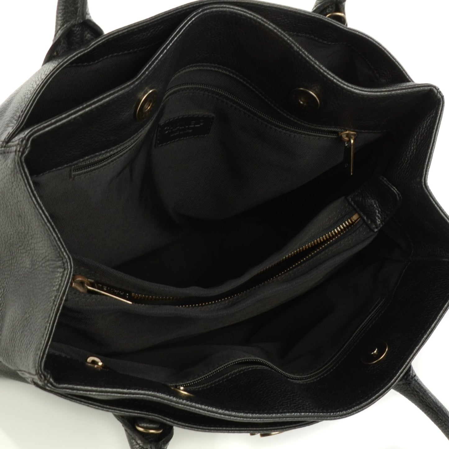 Calfskin Tall Cerf Tote Black