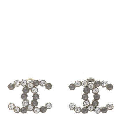 Chanel Crystal CC Earrings Grey Silver 1 of 6