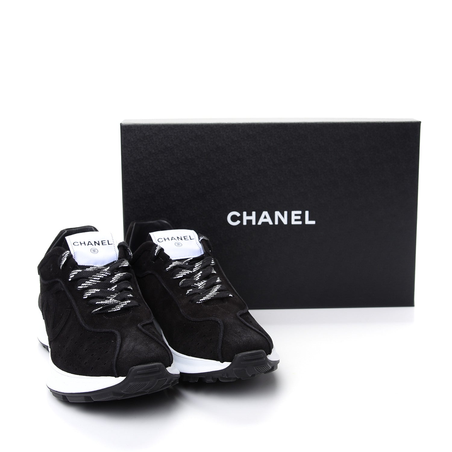 Chanel Suede Goatskin CC Sneakers 41 Black 10 of 10