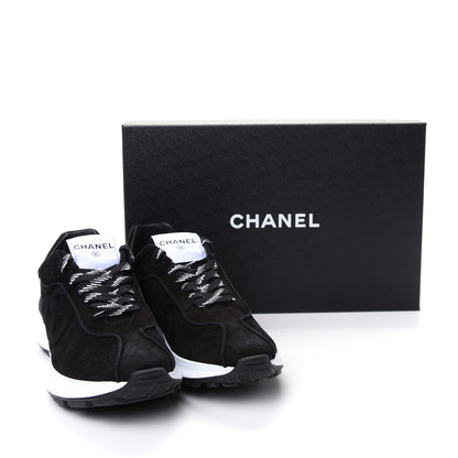 Chanel Suede Goatskin CC Sneakers 41 Black 10 of 10
