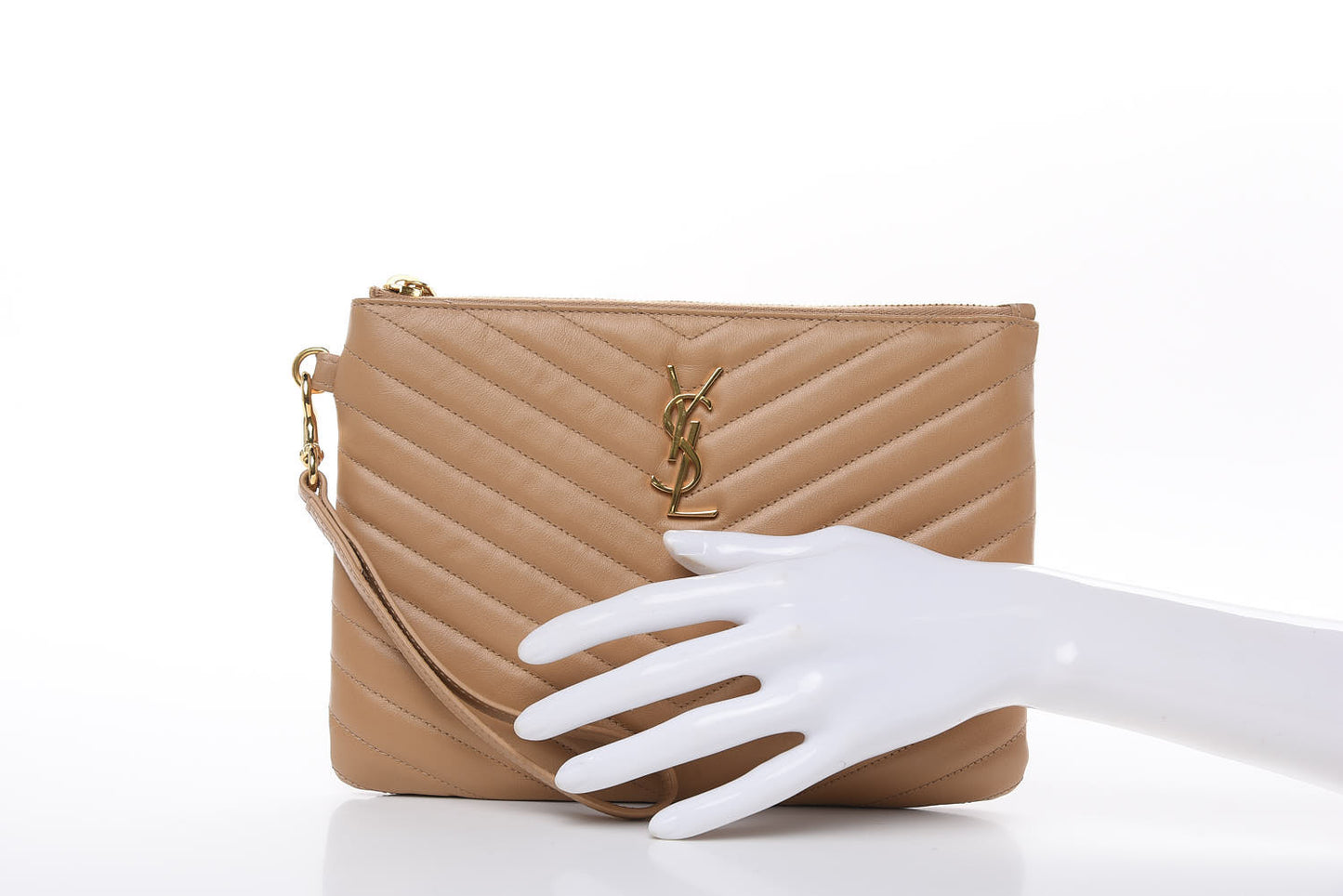 Calfskin Matelasse Chevron Monogram A5 Wristlet Cork