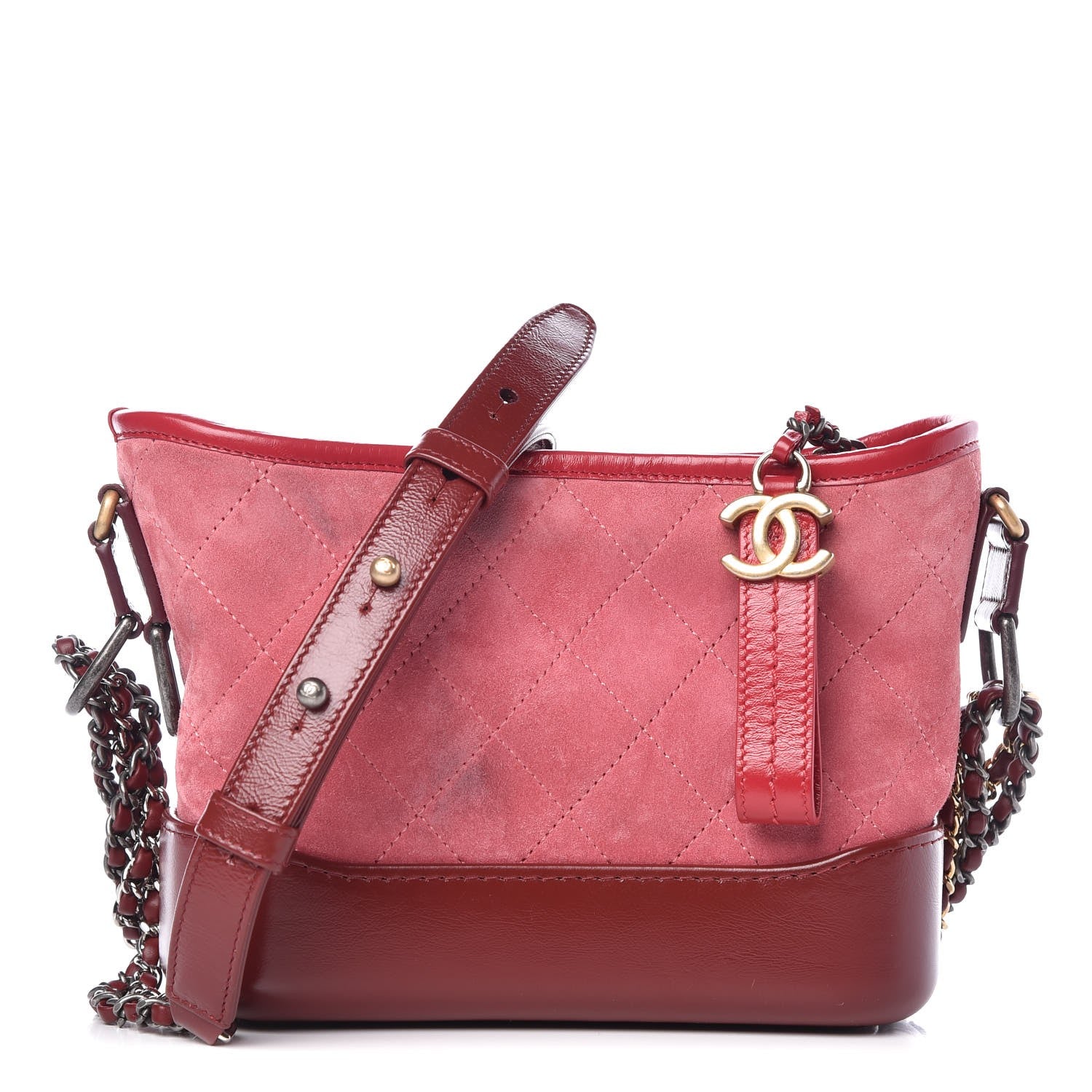 Chanel Suede Quilted Small Gabrielle Hobo Red 1 of 12