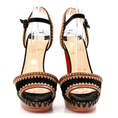 Christian Louboutin Suede Calfskin Trepi 140 Platform Sandals 37 Black 3 of 9