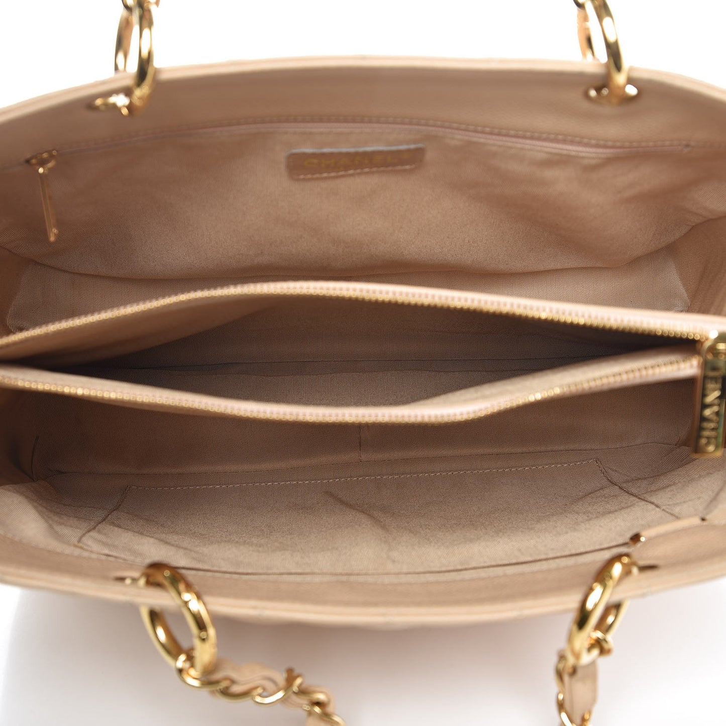 Caviar Quilted Grand Shopping Tote GST Beige Clair