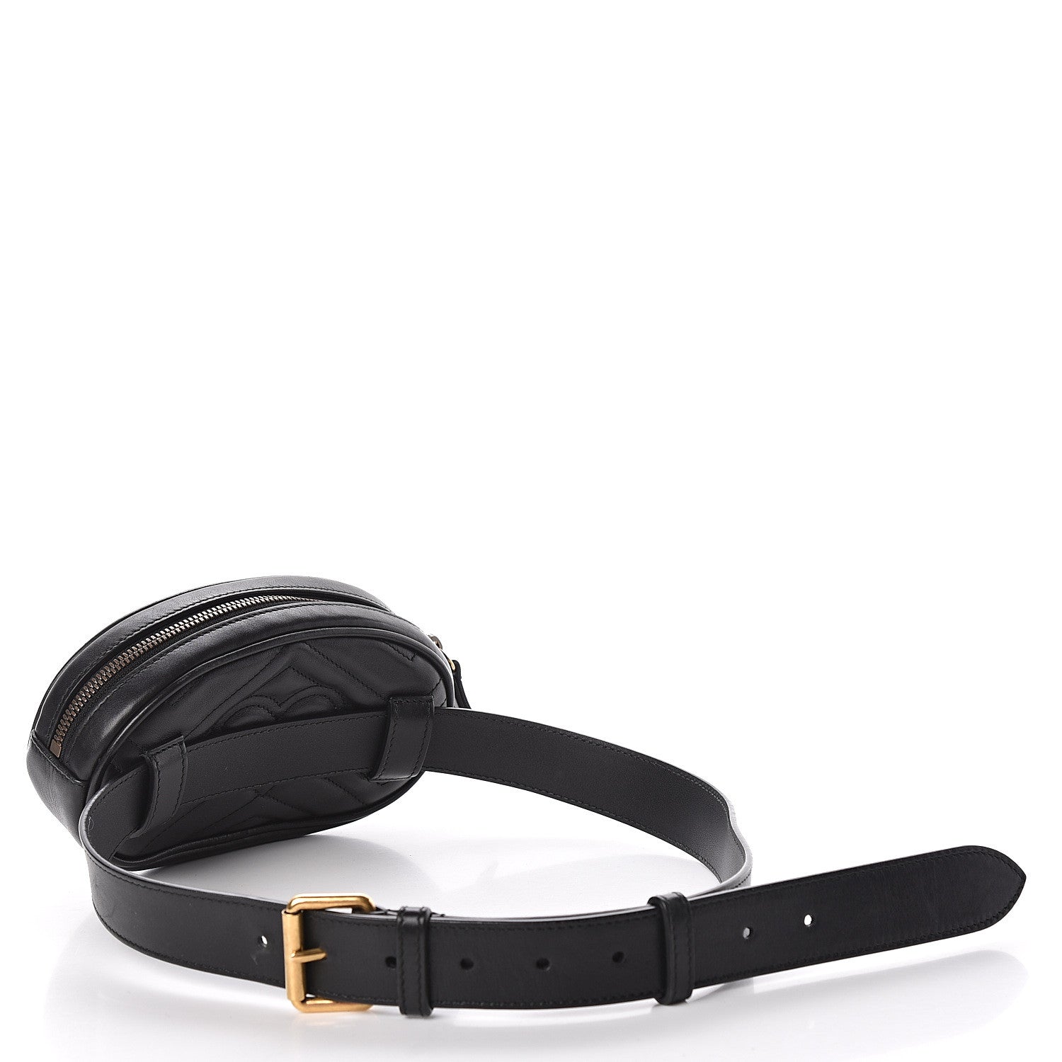 Gucci Calfskin Matelasse GG Marmont Belt Bag 85 34 Black 3 of 12