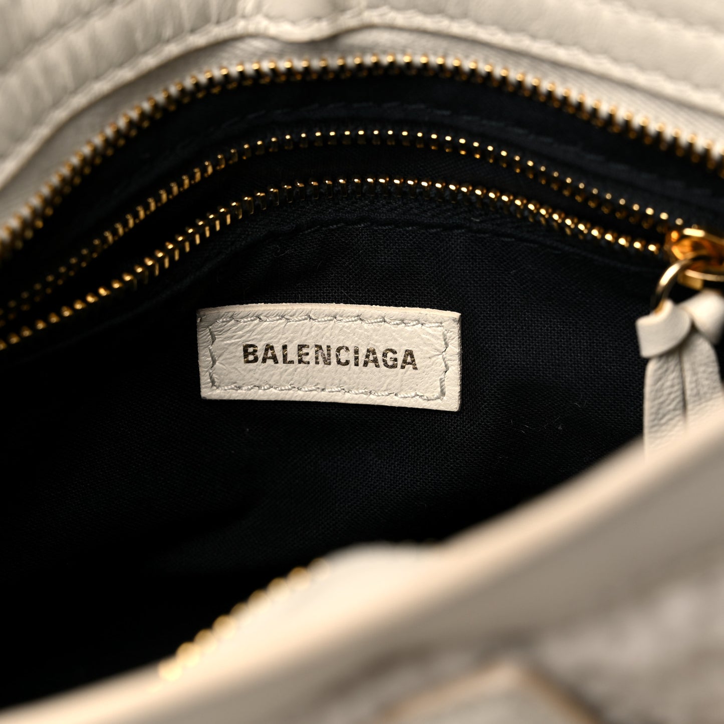 Shearling Nappa Gold Metallic Edge Hardware Mini City Cream