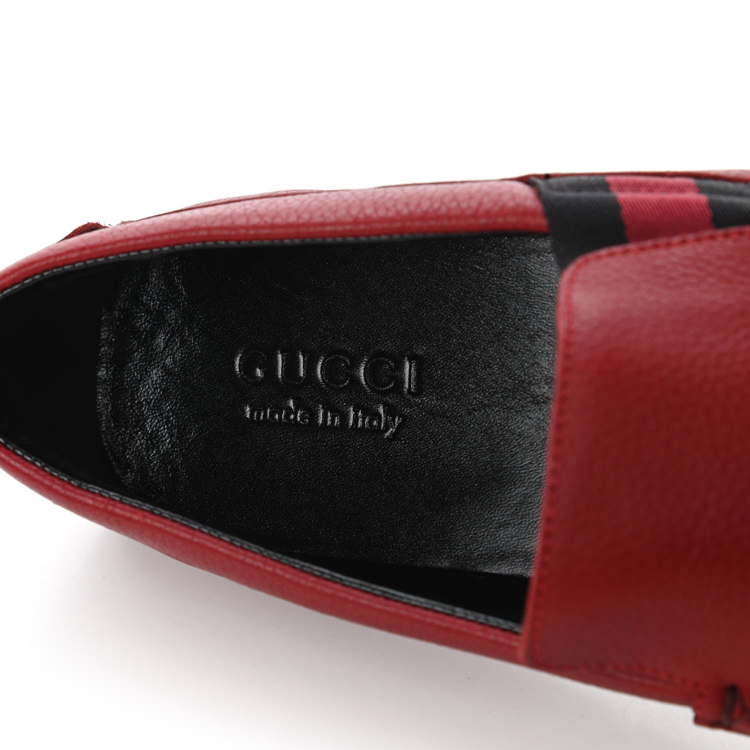 Gucci Calfskin Web Mens Driver Loafers 7 Red 8 of 10