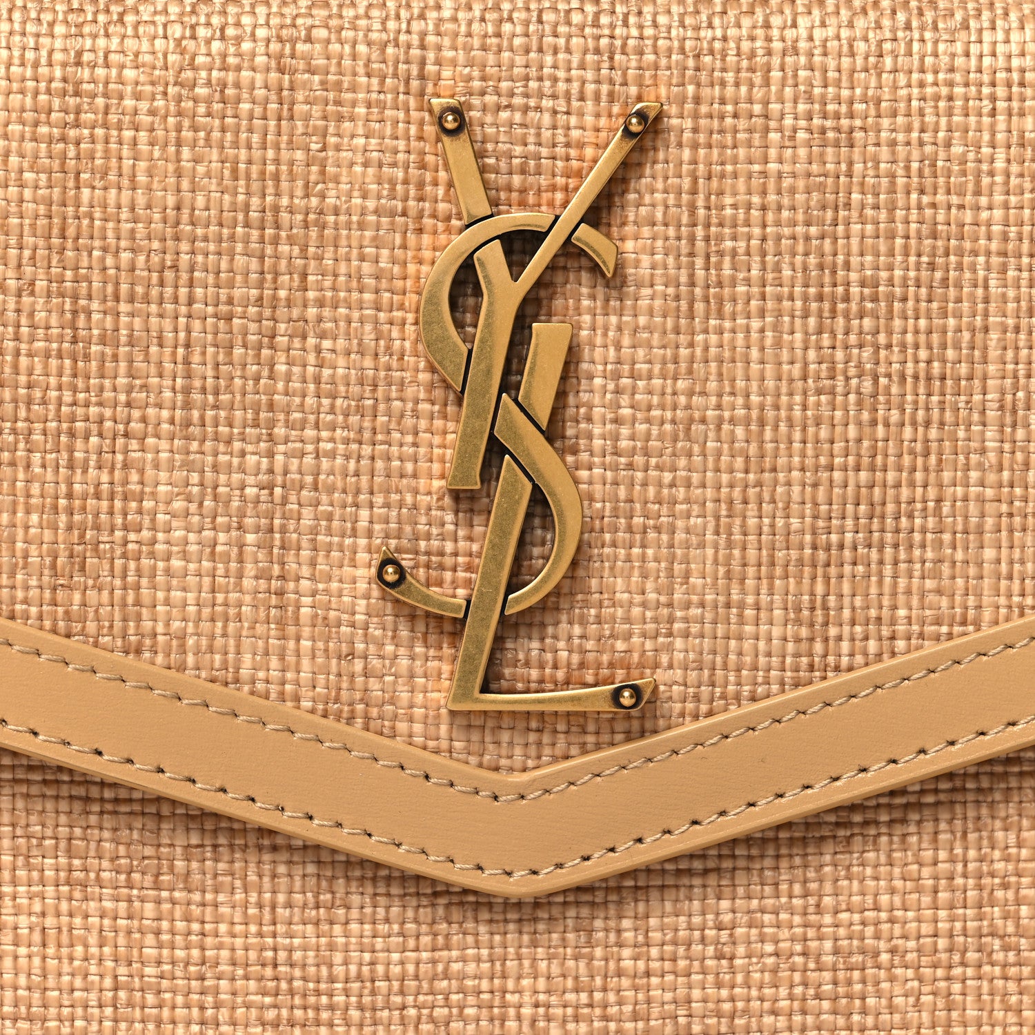 Saint Laurent Micro Raffia Uptown Pouch Natural Hay Blush 8 of 11