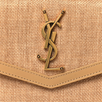 Saint Laurent Micro Raffia Uptown Pouch Natural Hay Blush 8 of 11