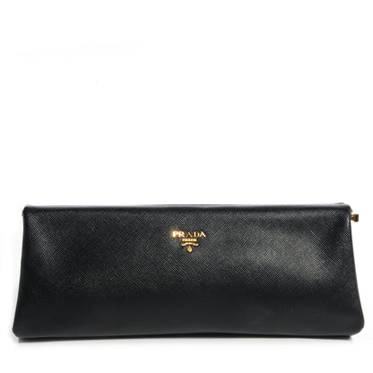Prada Saffiano East-West Frame Clutch Nero Black 1 of 9