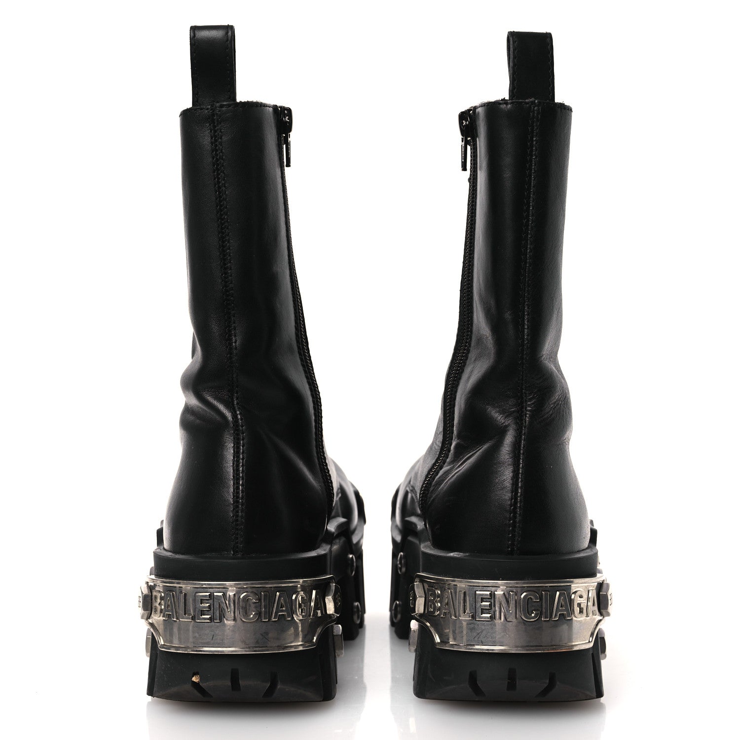 Balenciaga Calfskin Womens Bulldozer Metal Toe Lace Up Boots 37 Black 6 of 13