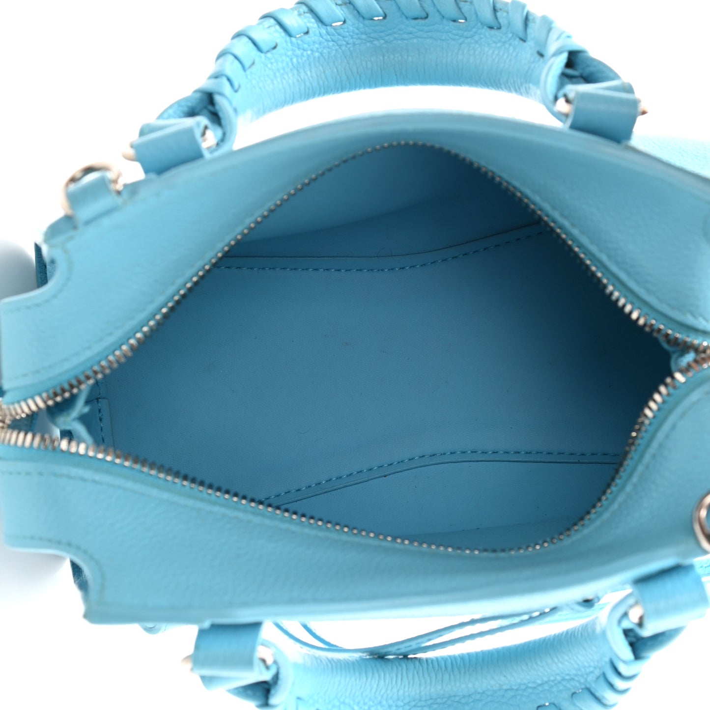Grained Calfskin Neo Classic Silver Hardware Mini City Azur