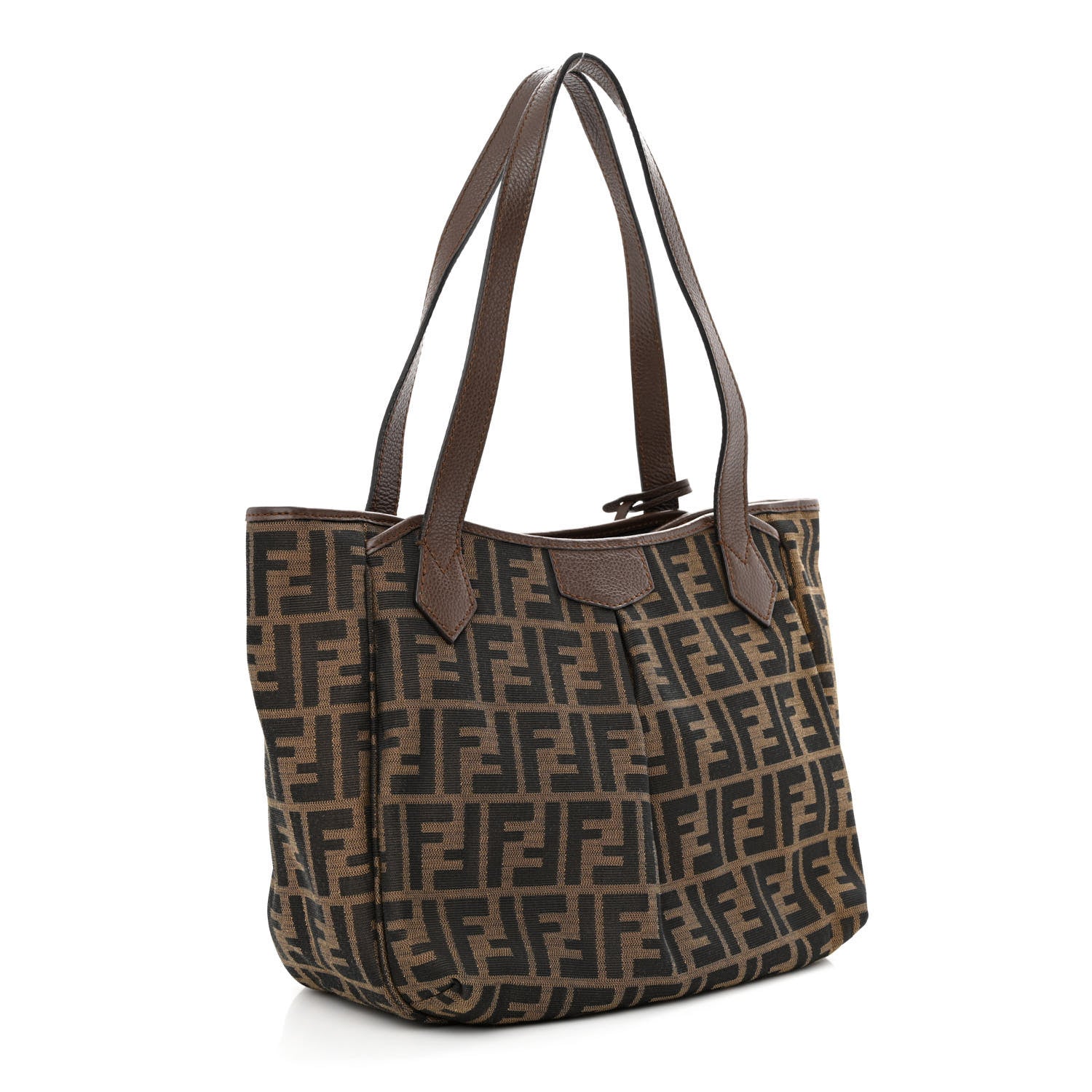 Fendi Zucca Vitello Artic Medium Shopping Tote Tobacco Castagna 3 of 12
